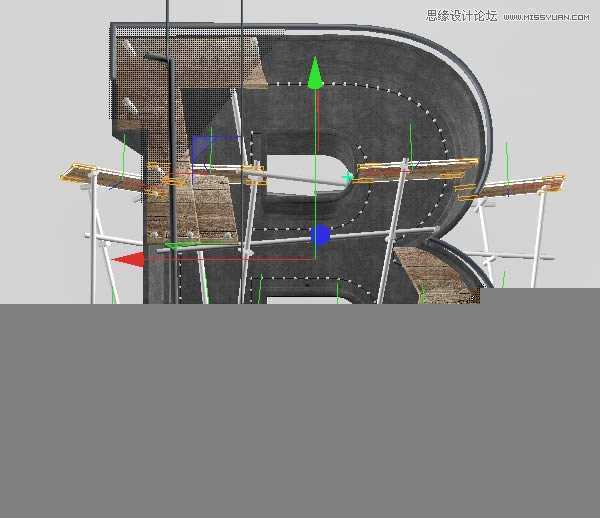 ‘Photoshop结合C4D制作三维立体艺术字母B‘