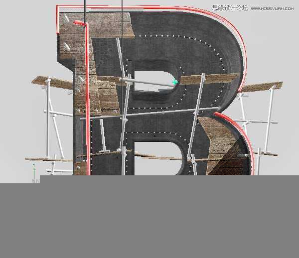 ‘Photoshop结合C4D制作三维立体艺术字母B‘