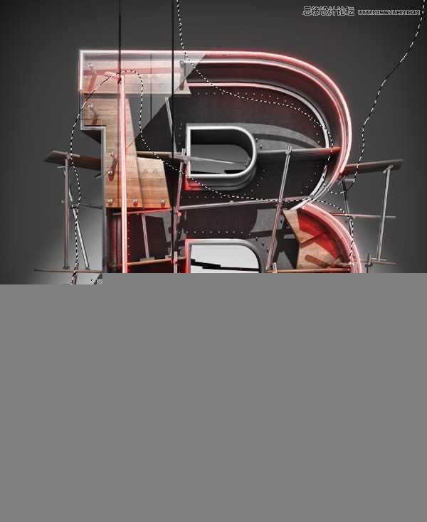 ‘Photoshop结合C4D制作三维立体艺术字母B‘