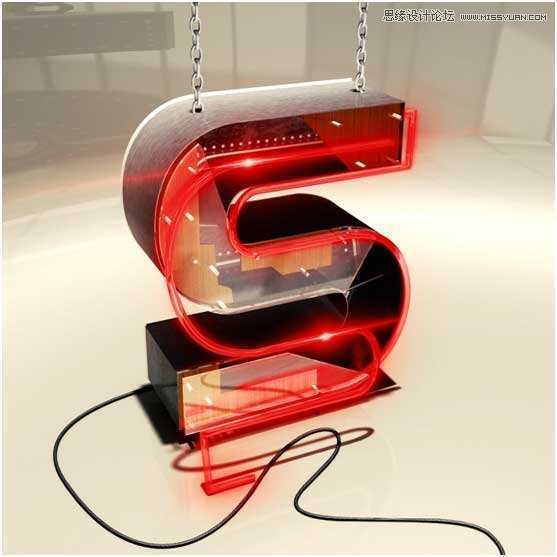 ‘Photoshop结合C4D制作三维立体艺术字母B‘