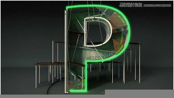 ‘Photoshop结合C4D制作三维立体艺术字母B‘