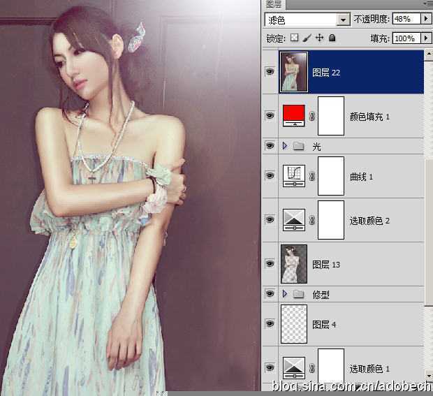 ‘Photoshop为室内人像图片调制出梦幻的暗紫色效果‘