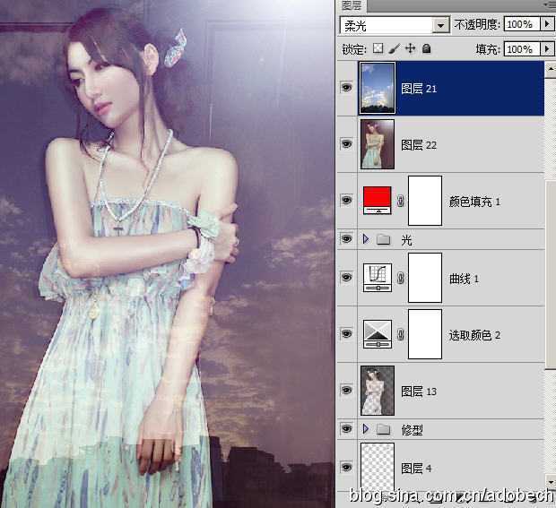 ‘Photoshop为室内人像图片调制出梦幻的暗紫色效果‘