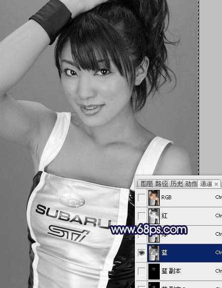 ‘Photoshop将美女车模调制出低饱和的淡黄色质感肤色‘
