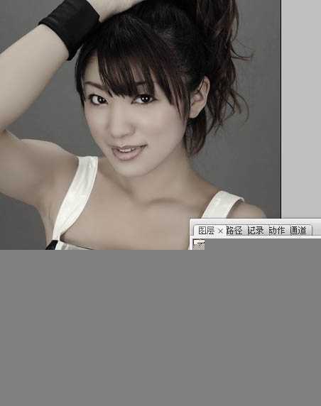 ‘Photoshop将美女车模调制出低饱和的淡黄色质感肤色‘