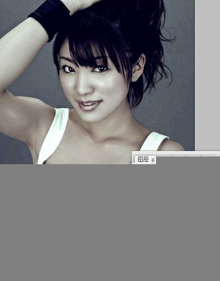‘Photoshop将美女车模调制出低饱和的淡黄色质感肤色‘
