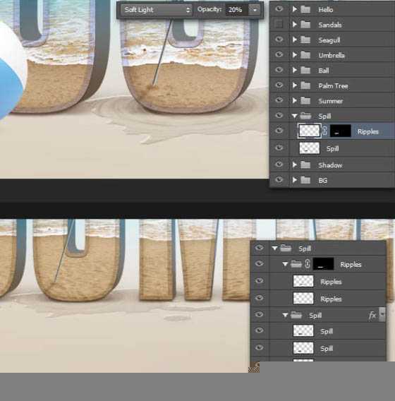 ‘Photoshop打造出休闲清爽的夏日海滩立体字‘