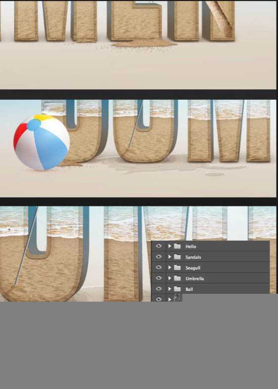 ‘Photoshop打造出休闲清爽的夏日海滩立体字‘