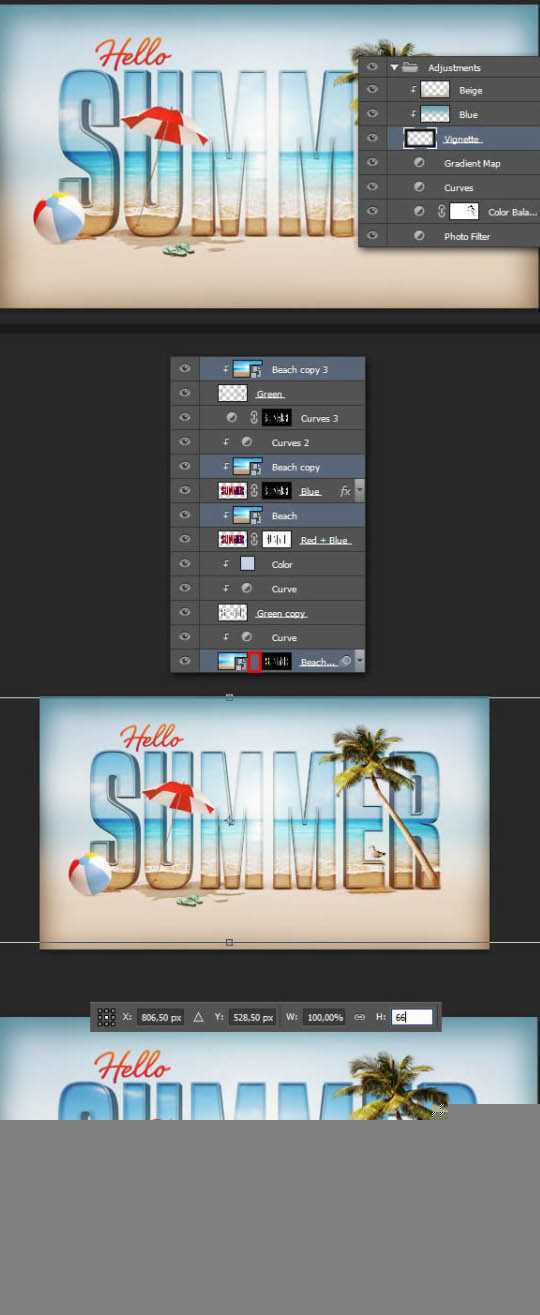 ‘Photoshop打造出休闲清爽的夏日海滩立体字‘
