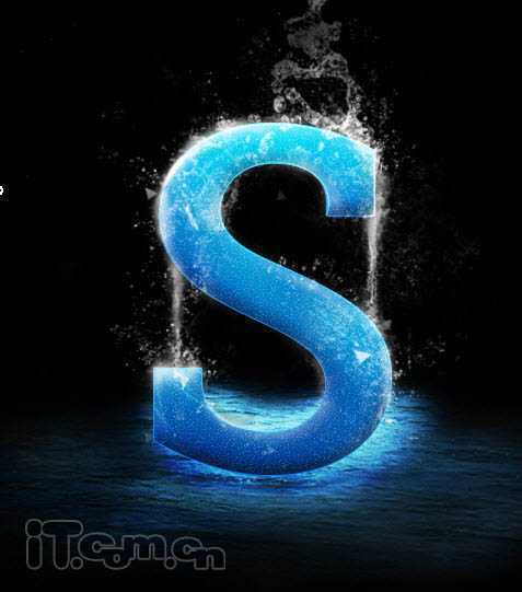 ‘Photoshop打造沾满水花的蓝色水晶字‘