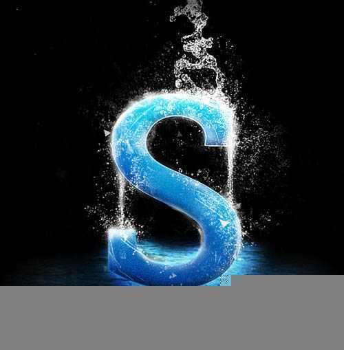 ‘Photoshop打造沾满水花的蓝色水晶字‘