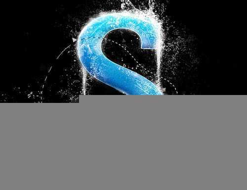 ‘Photoshop打造沾满水花的蓝色水晶字‘