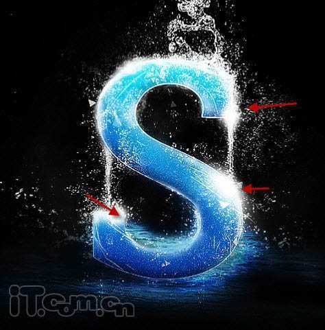 ‘Photoshop打造沾满水花的蓝色水晶字‘