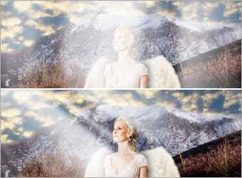 ‘Photoshop合成梦幻唯美的雪山上白色天使‘