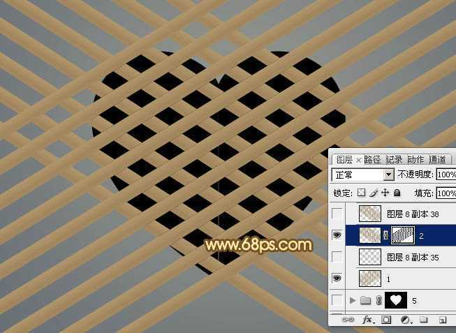 ‘Photoshop设计打造出一个逼真的竹条情人节心形‘
