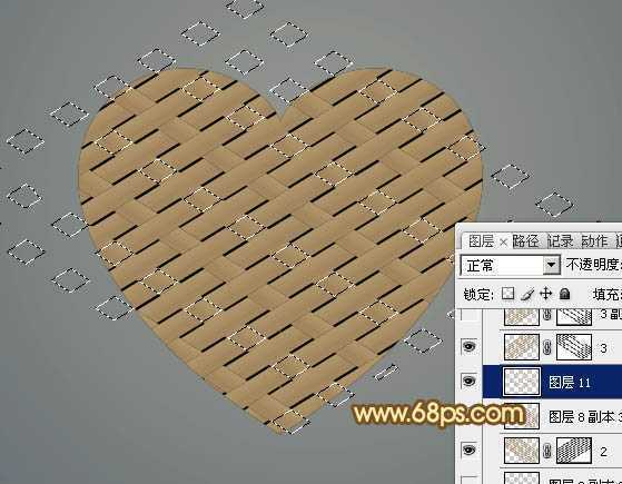 ‘Photoshop设计打造出一个逼真的竹条情人节心形‘