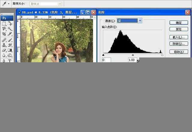 ‘Photoshop为树林写真人像加上甜美的淡调黄绿色‘