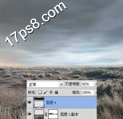 ‘photoshop合成孤单的雨伞飘落在迷人且凄凉的草原场景‘