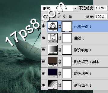 ‘photoshop合成孤单的雨伞飘落在迷人且凄凉的草原场景‘