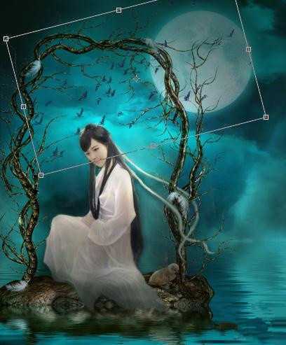 ‘Photoshop(ps)合成月夜镜湖美女图教程‘