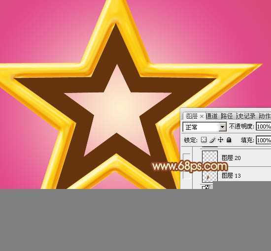 ‘Photoshop设计制作华丽的金色立体空心五角星‘