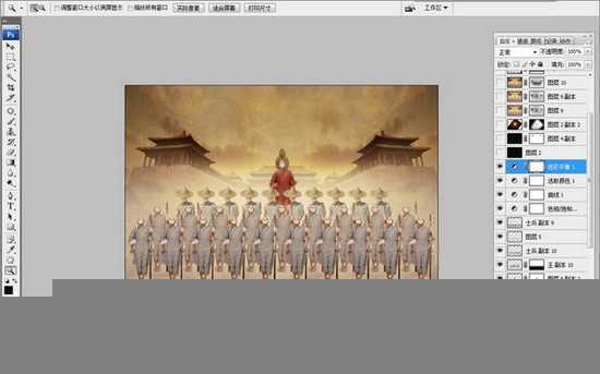 ‘Photoshop合成制作颓废人物列队场景‘
