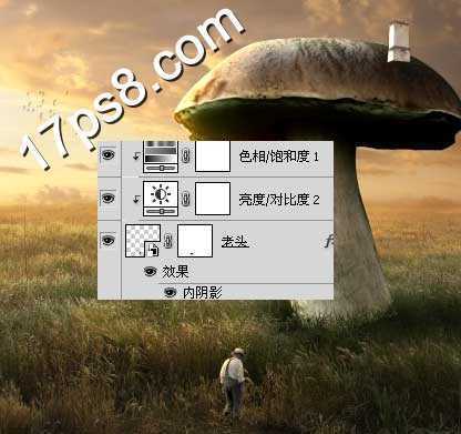‘photoshop合成制作出荒原里漂亮的蘑菇屋‘