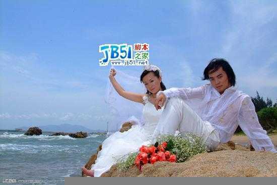 Photoshop婚照处理实例：地久天长