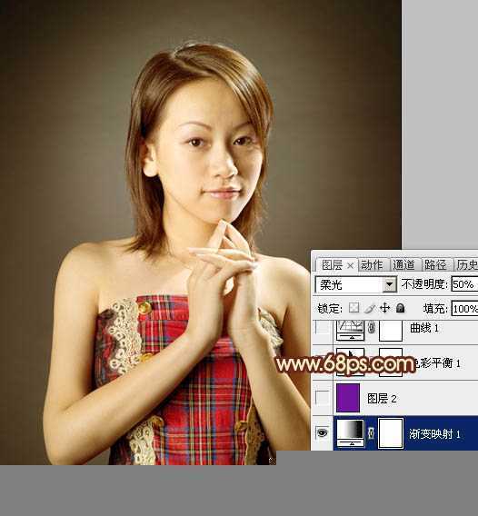 ‘Photoshop调出室内人物图片柔和甜美的黄绿色‘