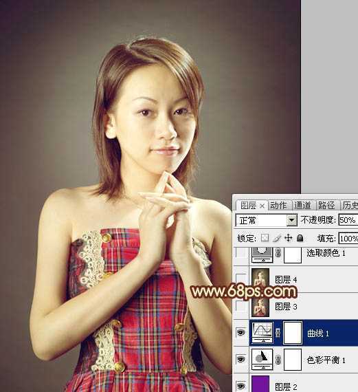 ‘Photoshop调出室内人物图片柔和甜美的黄绿色‘