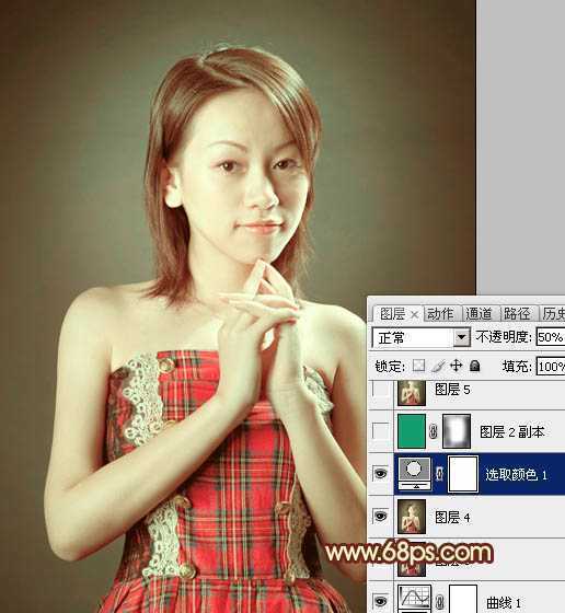 ‘Photoshop调出室内人物图片柔和甜美的黄绿色‘
