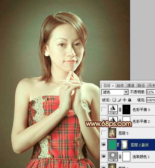 ‘Photoshop调出室内人物图片柔和甜美的黄绿色‘