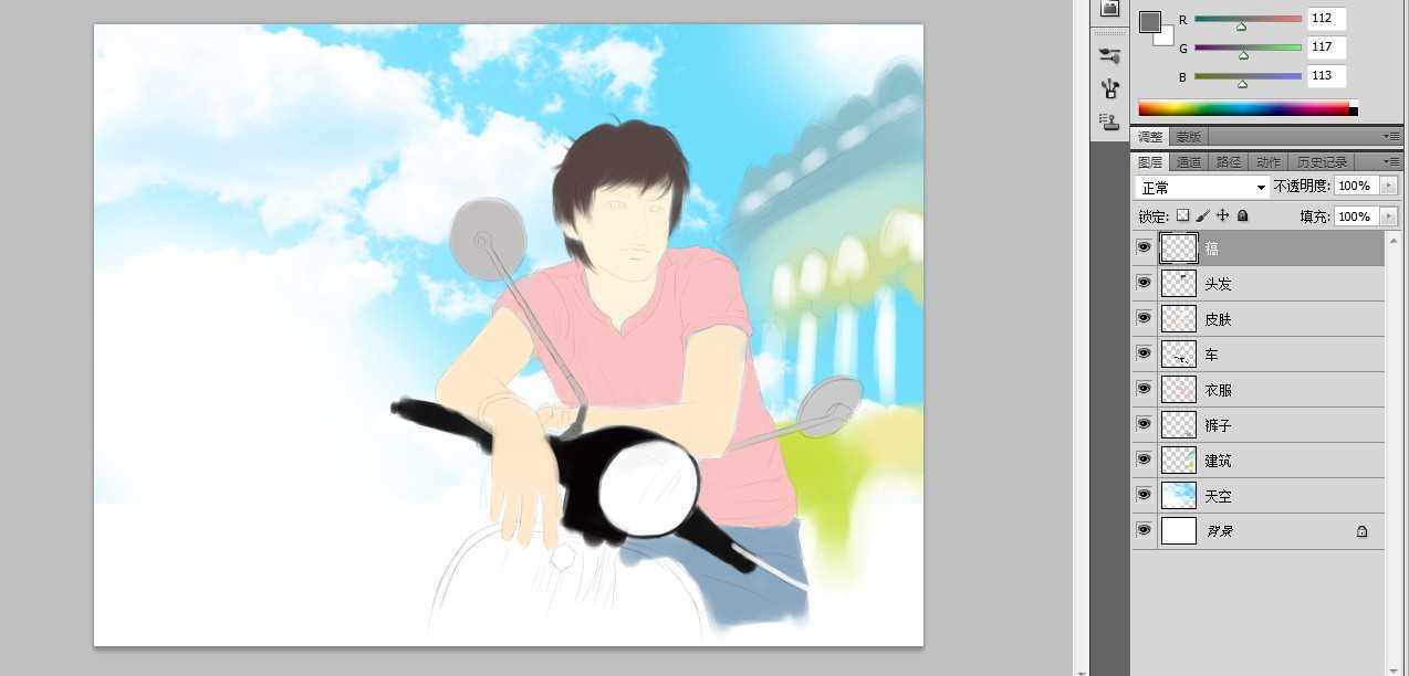 ‘photoshop鼠绘出午后阳光机车男孩唯美插画教程‘