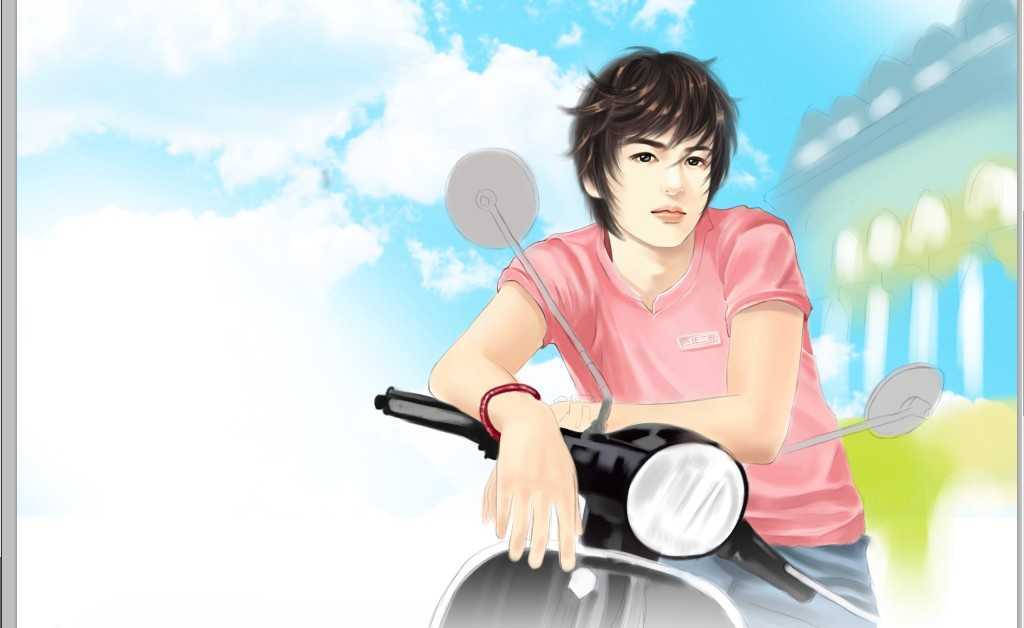 ‘photoshop鼠绘出午后阳光机车男孩唯美插画教程‘