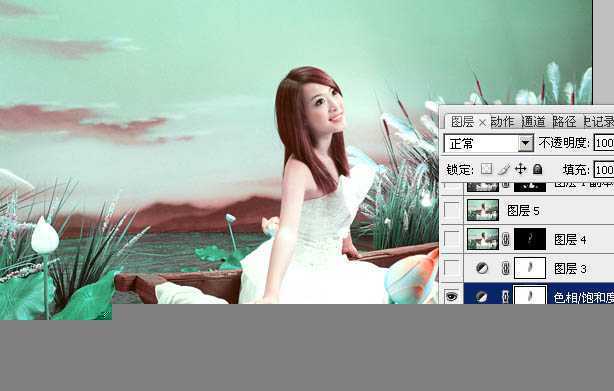‘Photoshop下将外景婚片调成甜美的青绿色‘