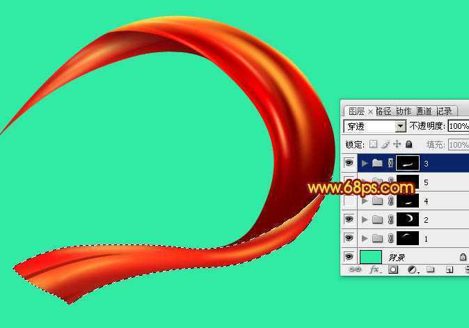 ‘Photoshop制作实用的橘红色装饰彩带‘