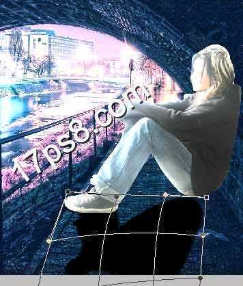 ‘photoshop合成制作坐在桥洞里发呆的美女‘