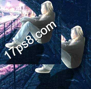 ‘photoshop合成制作坐在桥洞里发呆的美女‘