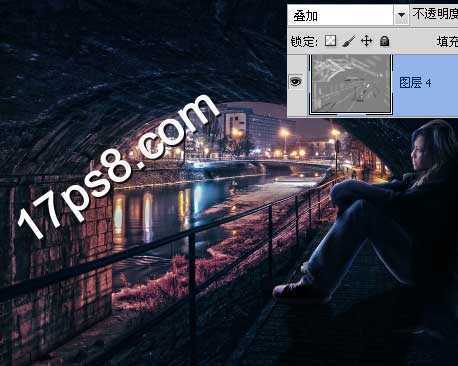 ‘photoshop合成制作坐在桥洞里发呆的美女‘