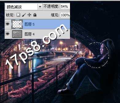 ‘photoshop合成制作坐在桥洞里发呆的美女‘