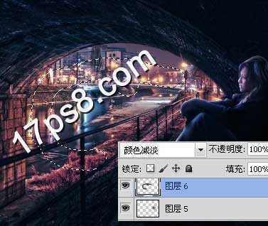 ‘photoshop合成制作坐在桥洞里发呆的美女‘