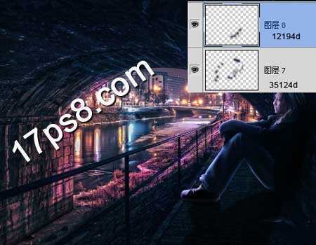 ‘photoshop合成制作坐在桥洞里发呆的美女‘