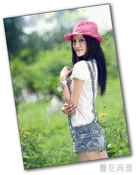 ‘Lab模式下将外景美女图片调成甜美的青红色‘
