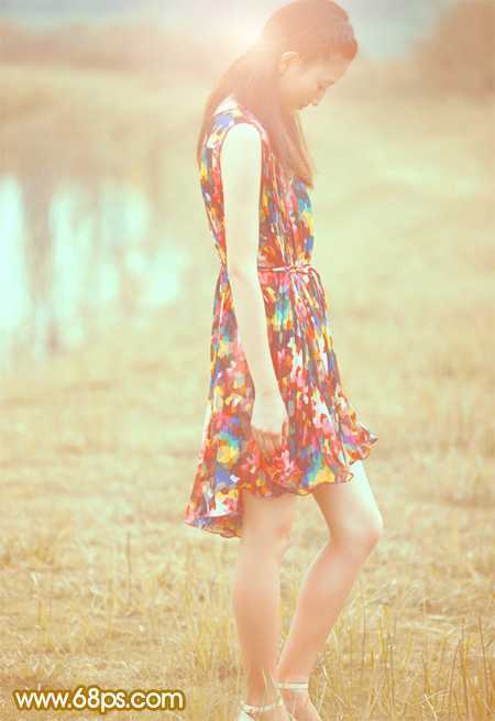 ‘Photoshop为草地人物照片加上柔美的淡橙色效果教程‘