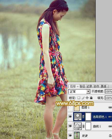 ‘Photoshop为草地人物照片加上柔美的淡橙色效果教程‘