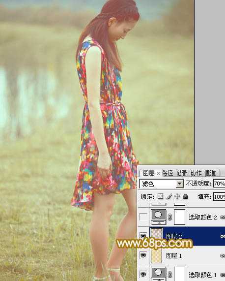 ‘Photoshop为草地人物照片加上柔美的淡橙色效果教程‘