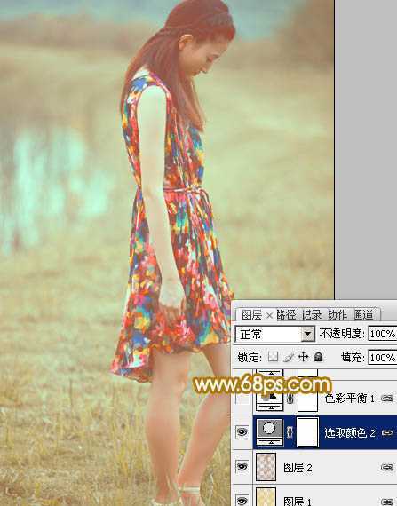 ‘Photoshop为草地人物照片加上柔美的淡橙色效果教程‘