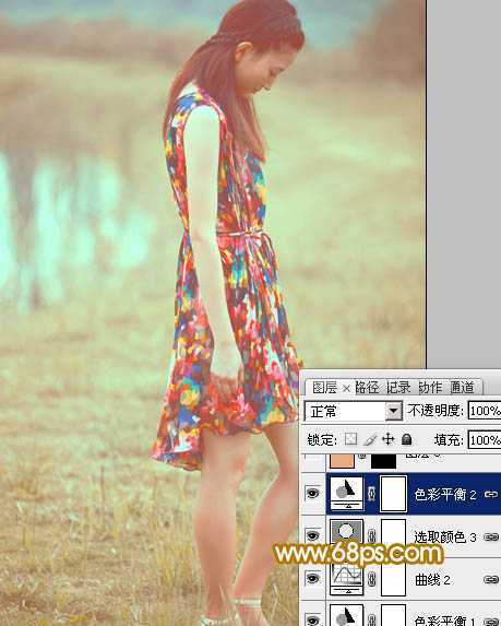 ‘Photoshop为草地人物照片加上柔美的淡橙色效果教程‘