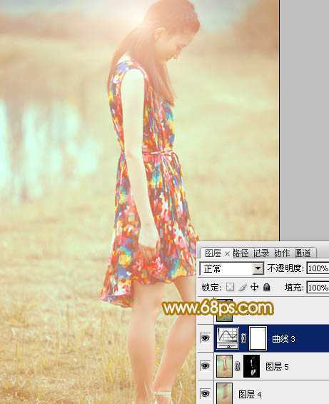 ‘Photoshop为草地人物照片加上柔美的淡橙色效果教程‘