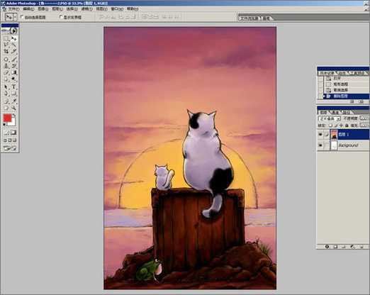 photoshop和Painter手绘插画《眺望》